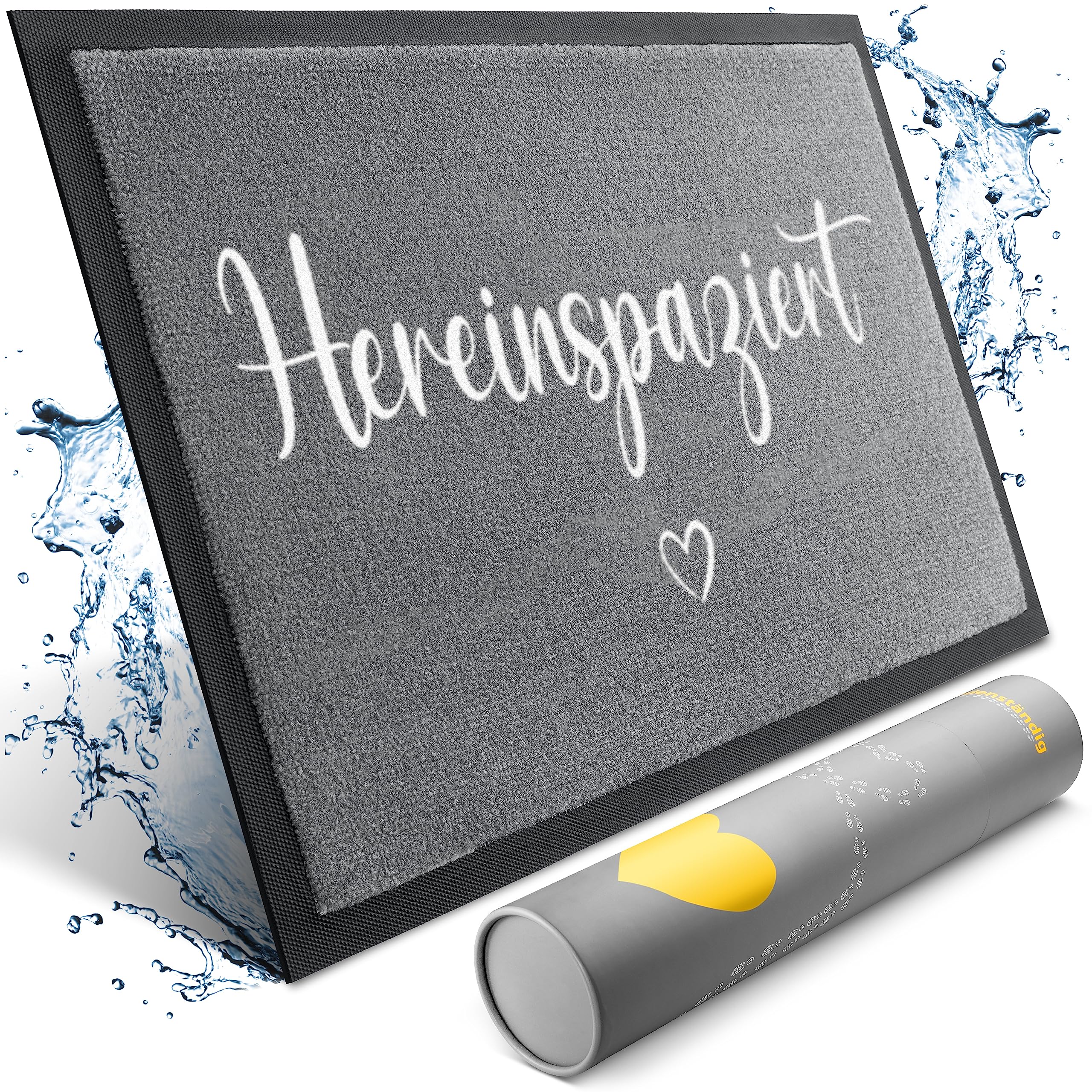 Hereinspaziert Fußmatte [Waschmaschinenfest] in 40x60cm - optimale Größe für die Haustür. Schmutzfangmatten innen, Welcome mat Spruch und Herz Hereinspaziert 40 x 60 cm (Rechteckig) Angebot bei HelloDeals