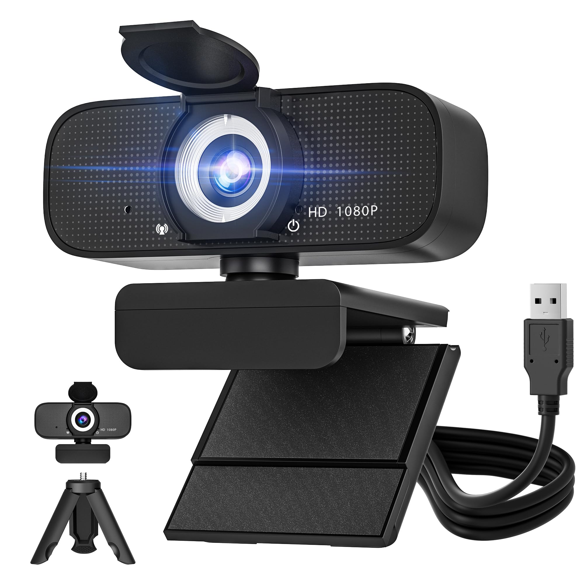 1080P HD Webcam für PC mit Autofokus & Noise Cancelling Mic Plug and Play Computer Kamera für Videokonferenzen, Online-Kurse, Live-Streaming - Ideal für Remote-Arbeiter, Studenten, Gamer 1080P-ProMax Angebot bei HelloDeals