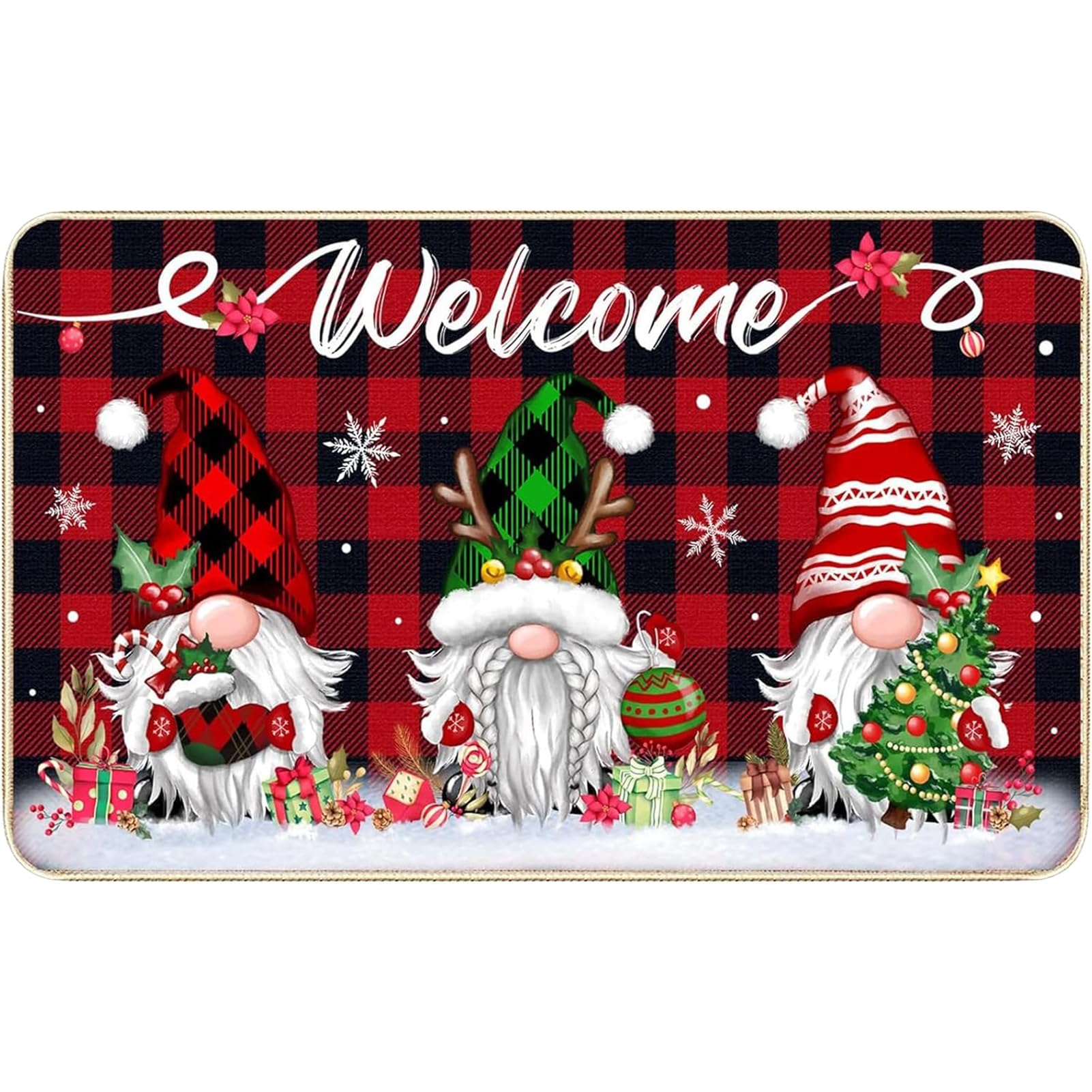 Fußmatte Weihnachten 40 x 60 cm Weihnachtsteppich Weihnachtswichtel Fußmatte, Schmutzfangmatte Waschbar rutschfest Weihnachts Fußmattes Weihnachtsdeko Teppich rutschfest für Innen und Außen Angebot bei HelloDeals