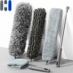 Staubwedel Teleskop Waschbar,Staubwischer Teleskop Stange und Biegbar Eckbesen,Duster Mikrofaser Edelstahl mit teleskopstange lang ausziehbar bis 245cm,Lücken Decken Spinnweben Grau 6 Angebot bei HelloDeals