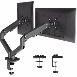 Claiks Monitor Halterung 2 Monitore für 15-32 Zoll Bildschirme,Ergonomischer Bildschirmhalterung,Monitorarm Ständer Hält 2~18 kg,Schwenken,Dreht,VESA 75 & 100 mm,Schwarz Angebot bei HelloDeals