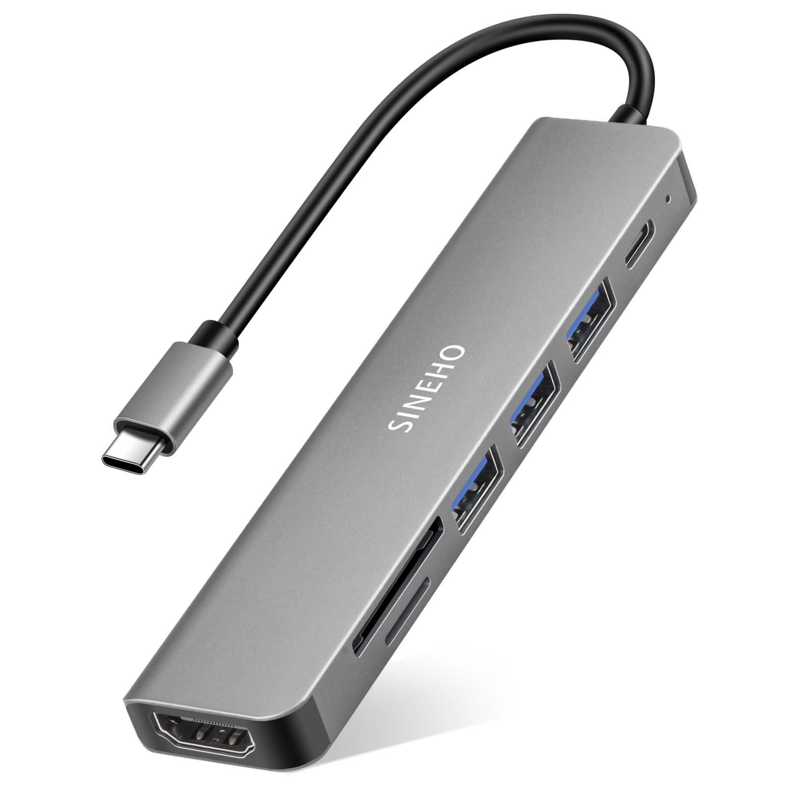 7-in-1 USB C Hub Multiport Adapter, USB C Adapter mit 4K HDMI, 100W PD, 3 USB-A Datenanschlüsse, SD/TF-Kartenleser – Kompatibel mit MacBook, Dell XPS, Surface Pro und mehr Angebot bei HelloDeals
