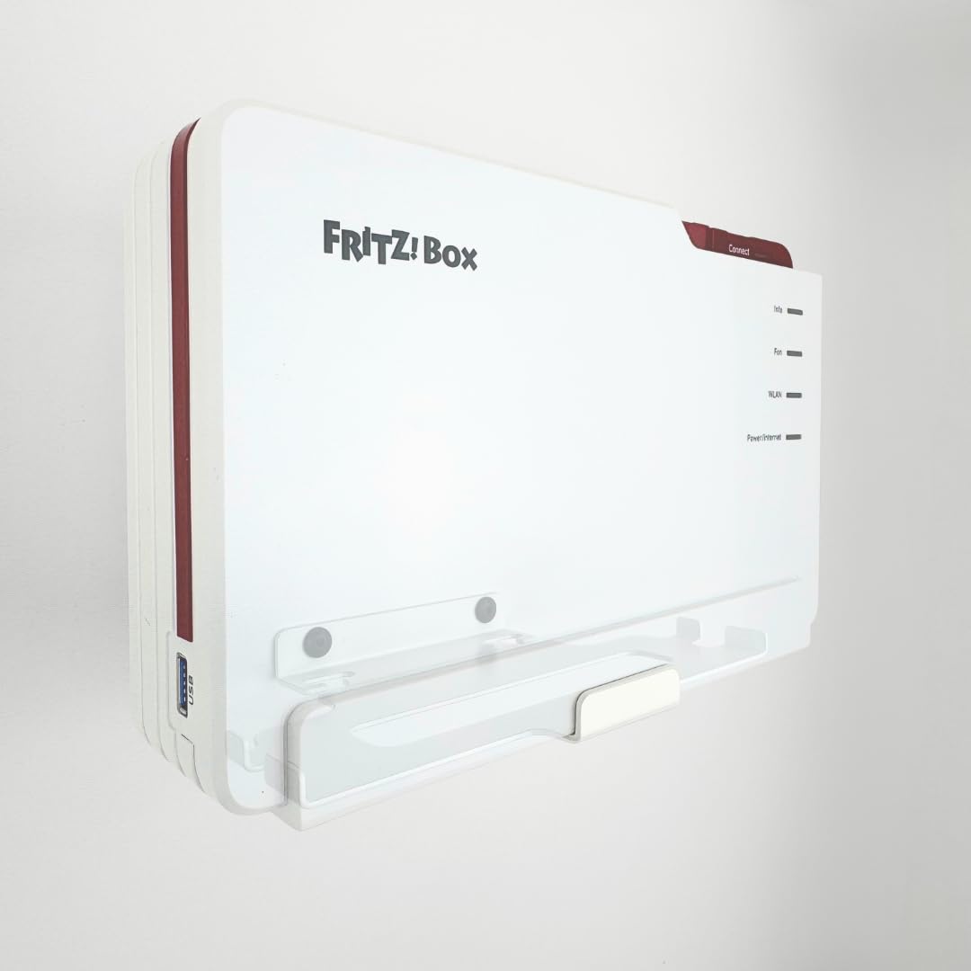 Wandhalterung für AVM Fritzbox 5690 Pro aus Metall, stabil und platzsparend, Wandmontage, Halterung für Fritz-Router 5690 Pro Metall in weiß - Made in Germany Angebot bei HelloDeals