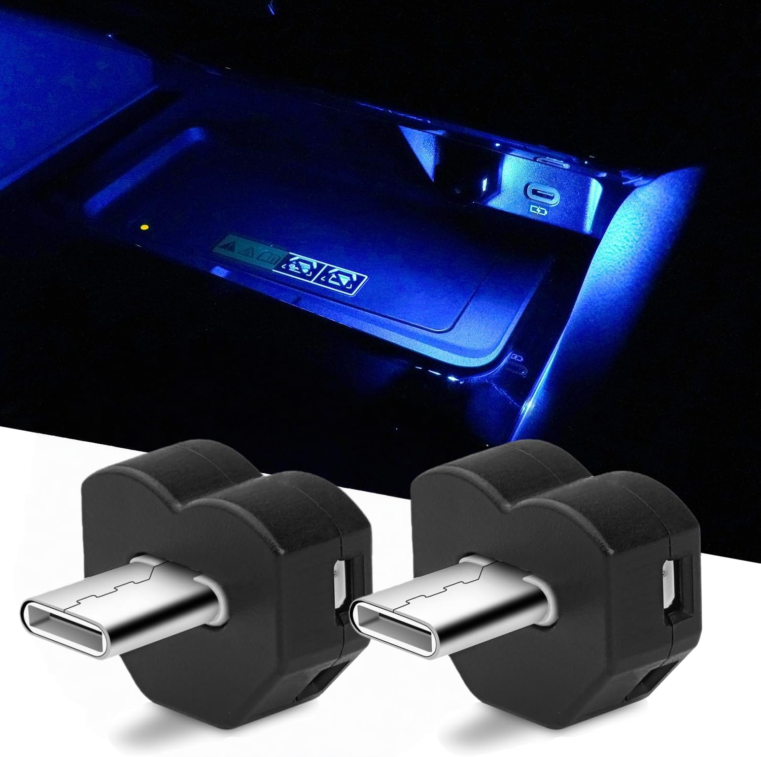 2 Stück Type-C USB Beleuchtung Atmosphäre, 8 Farben RGB Mini USB LED Licht mit Modus-Einstellung, Auto USB Innenbeleuchtung für Auto, Laptop, Schlafzimmer & Camping Angebot bei HelloDeals