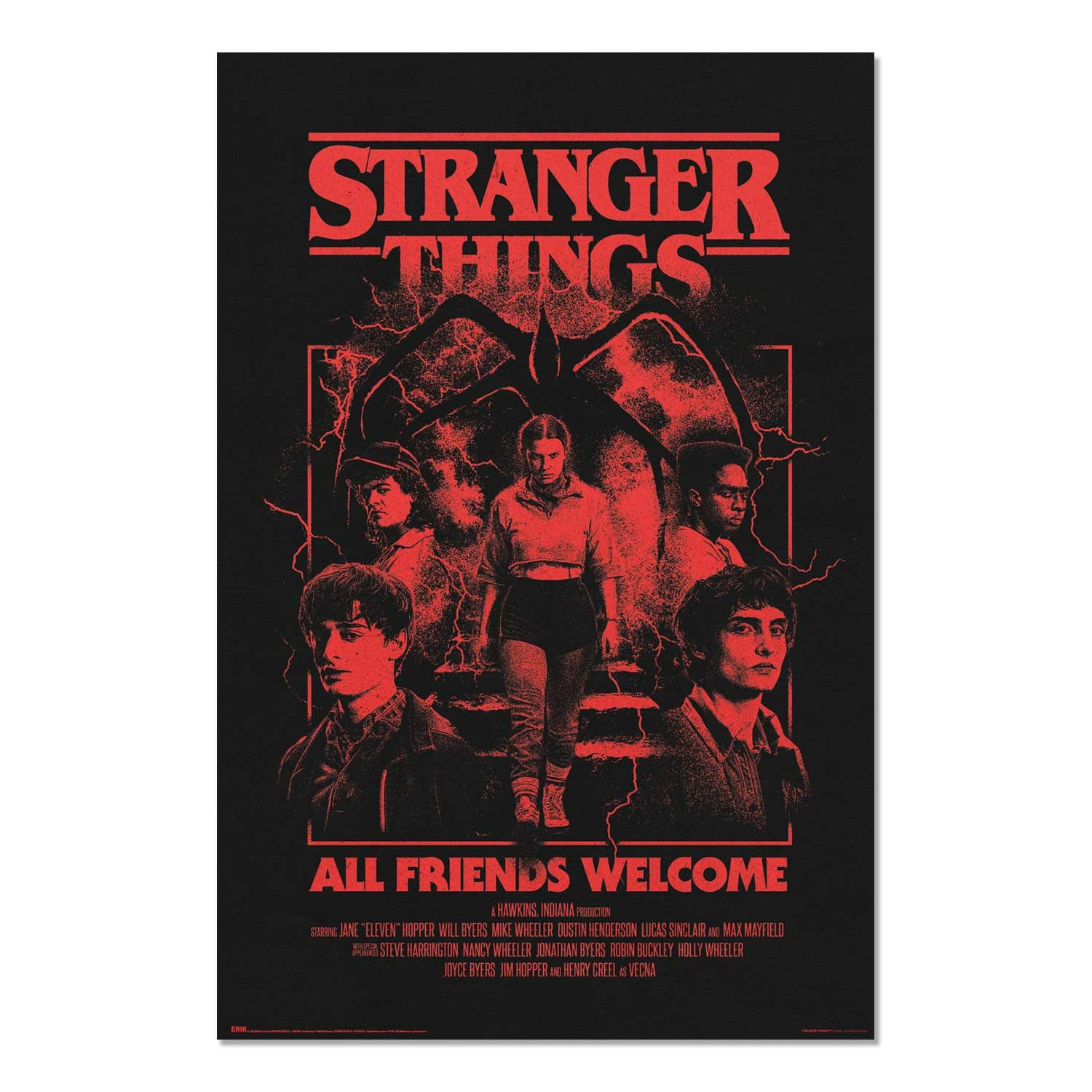 Grupo Erik Poster Kunstdruck Stranger Things Staffel 5 Poster Deko Wohnzimmer oder Deko Schlafzimmer - Deko Zimmer - Größe 61 x 91 - Offizieller Netflix Stranger Things Merch Fanartikel Schwarz Angebot bei HelloDeals