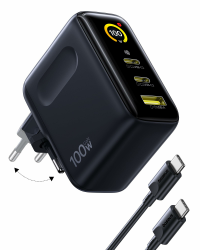 Baseus Picogo AI 100W USB C Ladegerät, Smart Display & Touch Control, 3-in-1 Schnellladeleistung, Fortschrittliches GaN Netzteil, Kompatibel mit MacBook, iPhone 17/16/15/14, Samsung, Pixel und mehr Angebot bei HelloDeals