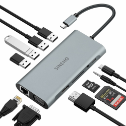 Docking Station USB C HUB, 11 in 1 USB C Adapter mit 4K HDMI, VGA, Ethernet, 4 USB Ports, SD/TF, 100W PD, Audio 3.5mm, Kompatibel mit MacBook Pro/Air, Surface, Dell, HP und mehr Angebot bei HelloDeals