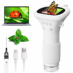 Mikroskop für Kinder,1000X Zoom Ahalfcit Digitales Microscope mit 2-Zoll-Bildschirm, 3-12 Jahre alt Tragbares Mikroskop, Wissenschaftliche Bildungsspielzeuge für 3 4 5 6 7 8 Jahre alte Kinder Weiss/opulenter Garten Angebot bei HelloDeals