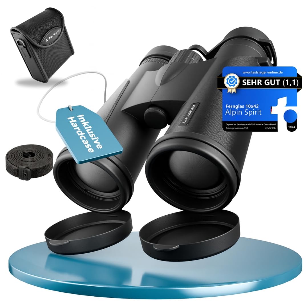 Fernglas 10x42 inkl. Tasche & Zubehör (Testsieger) – mit Nitrogenfüllung - kompaktes & leichtes Fernglas - Feldstecher,wasserabweisend,FMC+BAK4, Binocular für Kinder & Erwachsene 10x42 Schwarz Angebot bei HelloDeals