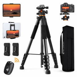 K&F CONCEPT Kamerastativ S255A3+BH-36,190cm Handy-Stativ,Tripod für Canon Nikon Sony Kamera/DSLR/Camcorder,Stativ für Smartphone,Reisestativ mit Handy-Tablet-Halterung 190cm+1.3kg Schwarz Angebot bei HelloDeals