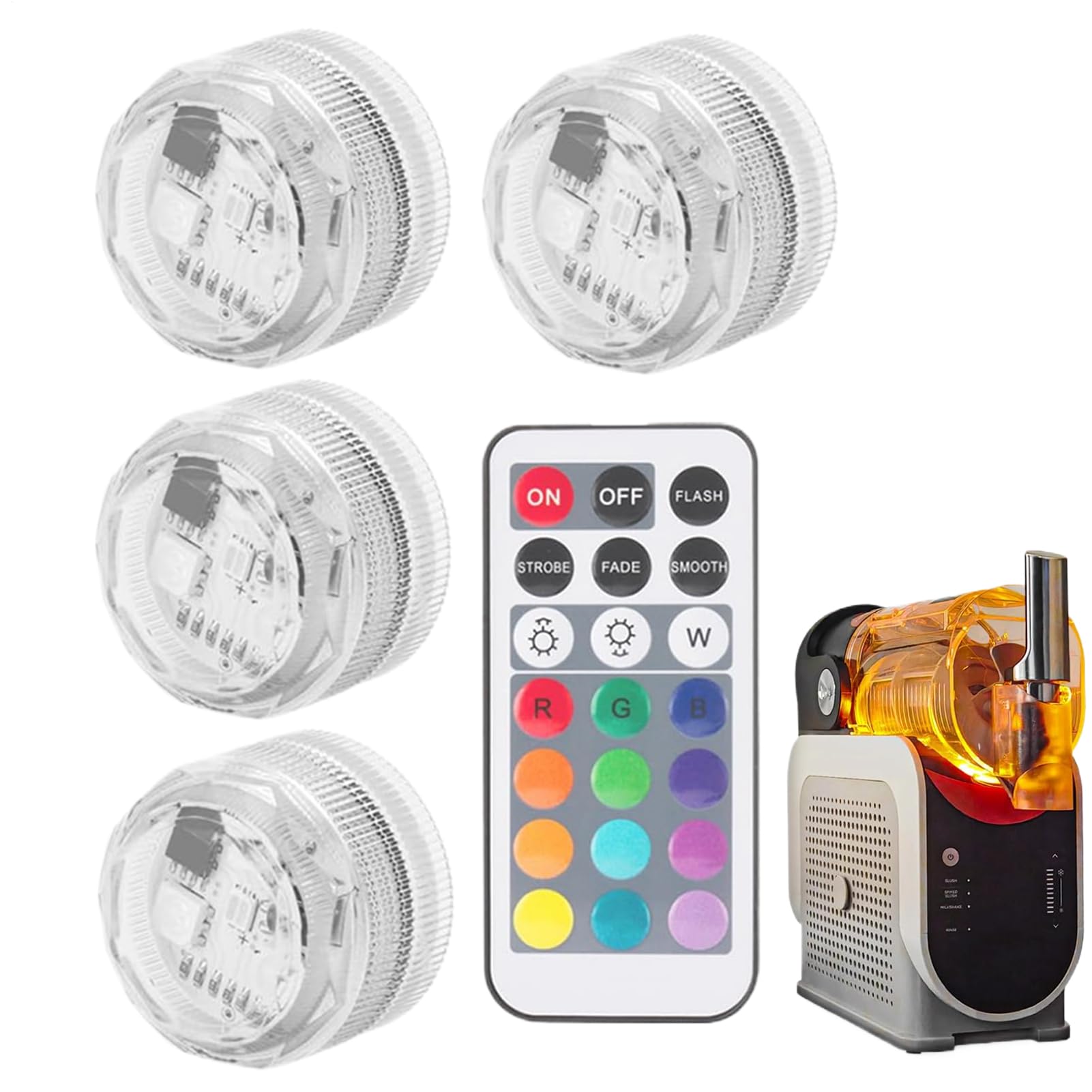 Wiederverwendbare LED-Leuchten für Ninja Slushi FS301/FS300, 4 Stück LED-C-Kapsel-Leuchten mit Fernbedienung für Slushi-Maschinen, 13 Farben und 4 Modi, Slushi-Maschine Zubehör Angebot bei HelloDeals