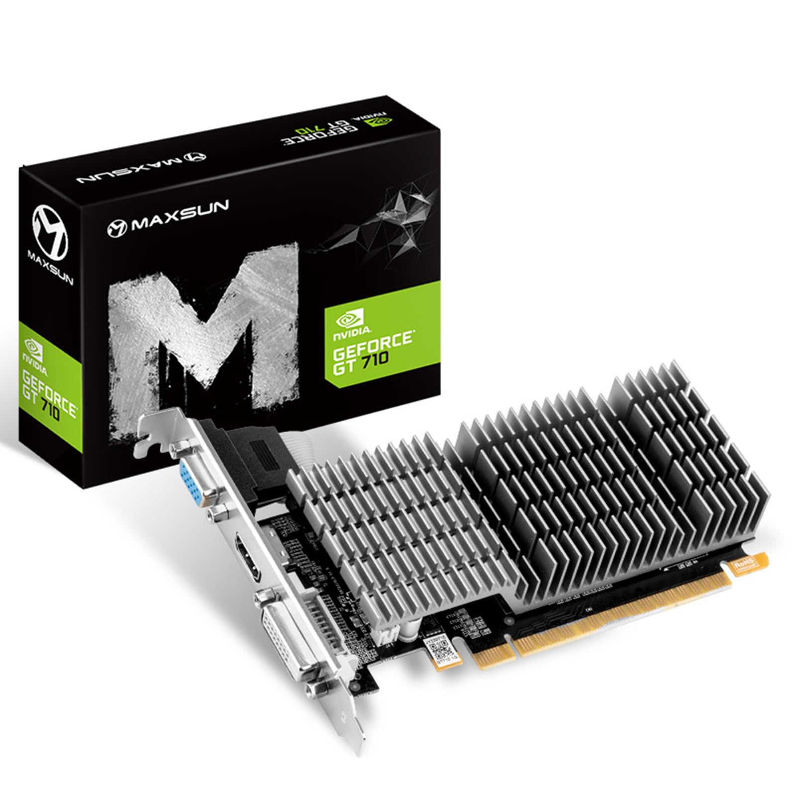 maxsun NVIDIA GeForce GT 710 2GB Silent Grafikkarte (Passiv 0dB Kühlung, Low Profile DVI, VGA, HDMI) Angebot bei HelloDeals