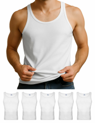 ALPIDEX Herren Classic Unterhemd 5er Set Männer Tank Top 100% Baumwolle Basic Feinripp Ärmellos Shirt Weiß Schwarz L Weiß Angebot bei HelloDeals