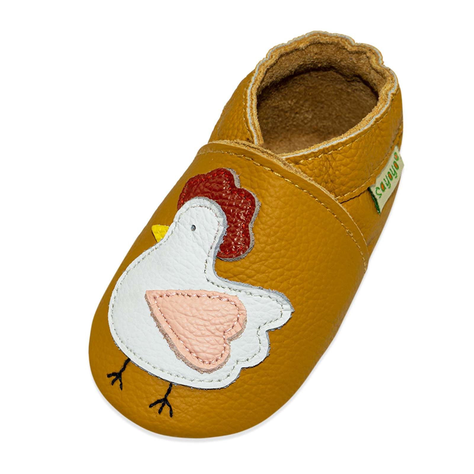 SAYOYO Krabbelschuhe Babyschuhe Lauflernschuhe Weiche Lederpuschen Mokassins mit Wildledersohlen für Baby Jungen Mädchen Elastischer Knöchel rutschfeste Hausschuhe 0-3 Jahre 12-18 Monate Braun Angebot bei HelloDeals