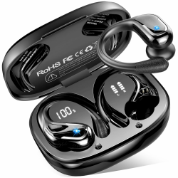 Bluetooth 5.4 Kopfhörer Sport, 75Std HiFi-Stereo Kopfhörer Kabellos Bluetooth, IP-X8 Wasserdicht Tiefer Bass Wireless Headphones, 4 ENC Noise Cancelling Mic Earbuds, USB-C in-ear Ohrhörer Joggen Gym A-Schwarz PRO Angebot bei HelloDeals