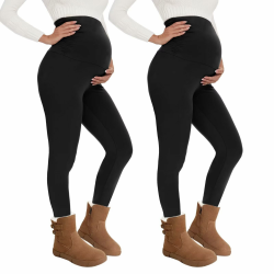 QGGQDD Thermo Umstandsleggings Damen High Waist Schwangerschaftsleggings Warme Leggings Schwangerschaft Winter für Zuhause Sport Schwarz*2 S Angebot bei HelloDeals