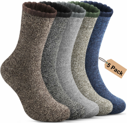5 Paar Thermosocken Herren,Dicke Wintersocken Warme Socken,Wollsocken Thermo Socken Männer, Atmungsaktiv Warm Merino Winter für Outdoor Wandersocken Lauf Skisocken 47-50 5 Paar-Mehrfarbig-01 Angebot bei HelloDeals