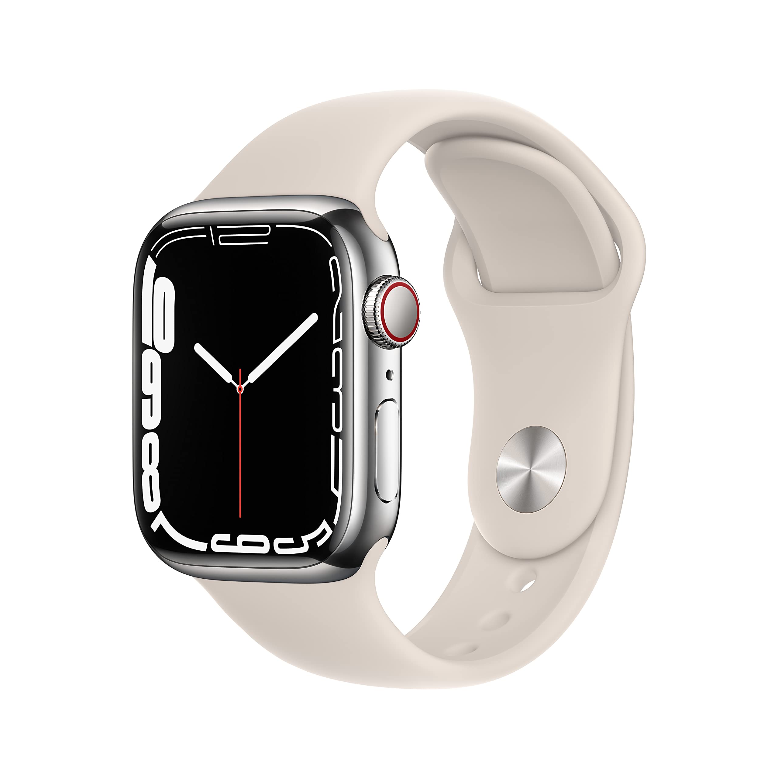 Apple Watch Series 7 (GPS + Cellular, 41mm) - Silber Edelstahlgehäuse mit Polarstern Sportarmband - Regular (Generalüberholt) Angebot bei HelloDeals