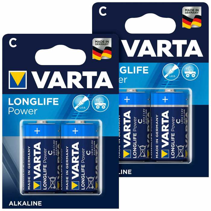 Varta Longlife Power Alkaline-Batterie, Typ Baby/C / LR14, 1,5 V, 4er-Set Angebot bei HelloDeals