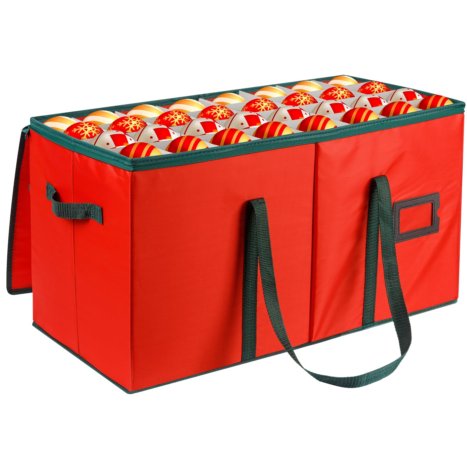 Weihnachtskugeln Aufbewahrung,128 Fächer Weihnachtskugelboxen,XL Aufbewahrungsbox Weihnachtskugeln mit Deckel,2 zusätzliche Taschen Doppelreißverschluss,Oxford-Gewebe Farbe des Weißen Gitters Angebot bei HelloDeals