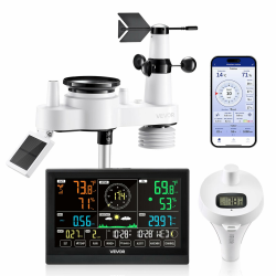 VEVOR 7-in-1 WLAN-Wetterstation mit APP, 7,5-Zoll-Display, solarbetriebener Außensensor, mit Poolthermometer, Regenmesser, Wettercenter für Wettervorhersage, Windgeschwindigkeit, Pooltemperatur 7in1 WiFi with Pool Thermometer Angebot bei HelloDeals