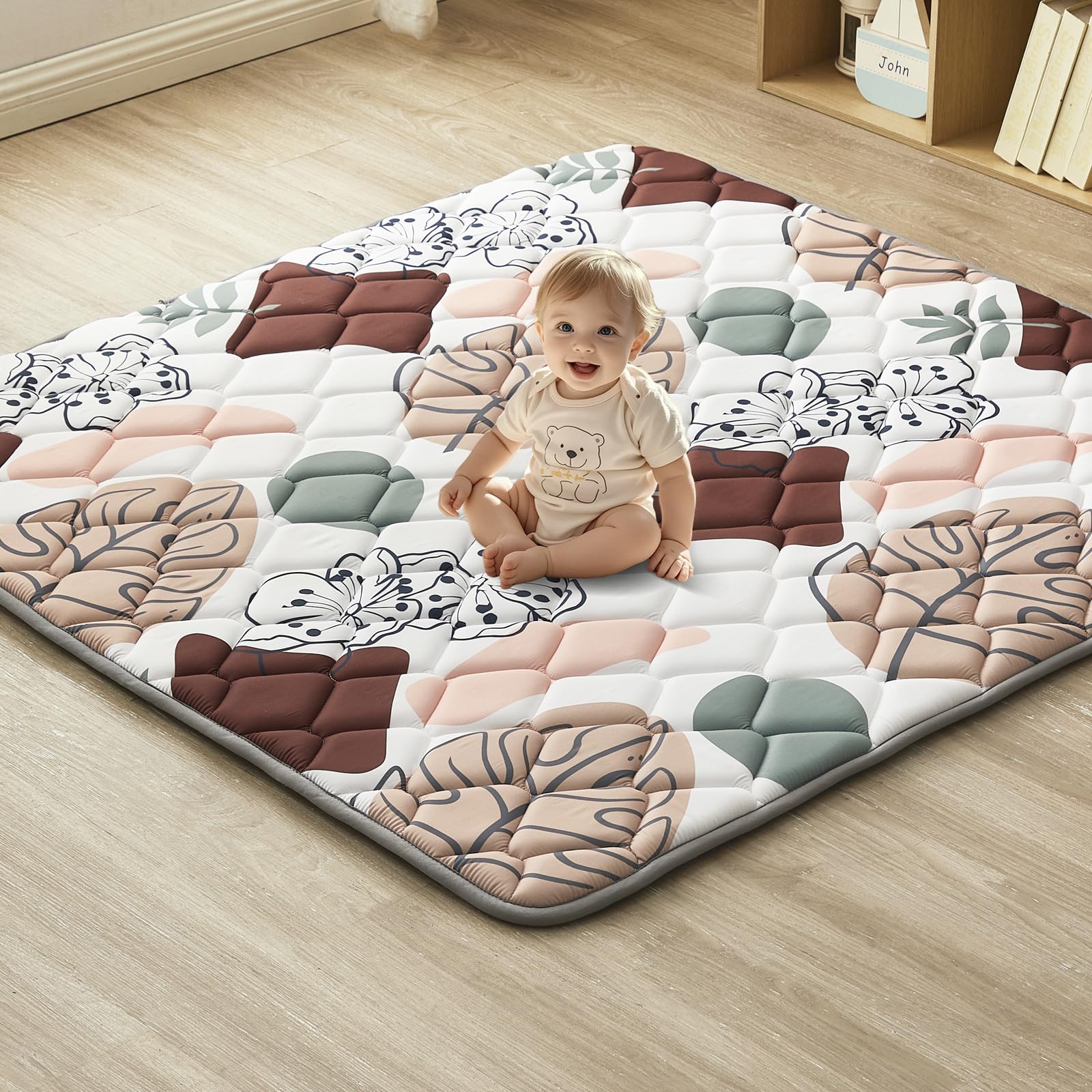 Krabbeldecke Für Baby 150 x 150CM, Krabbelmatte Baby Faltbar, Weich und Rutschfest Spielmatte Baby, Geeignet Für Kinderzimmer Bodenmatte (Blätter) Blätter 150x150cm Angebot bei HelloDeals