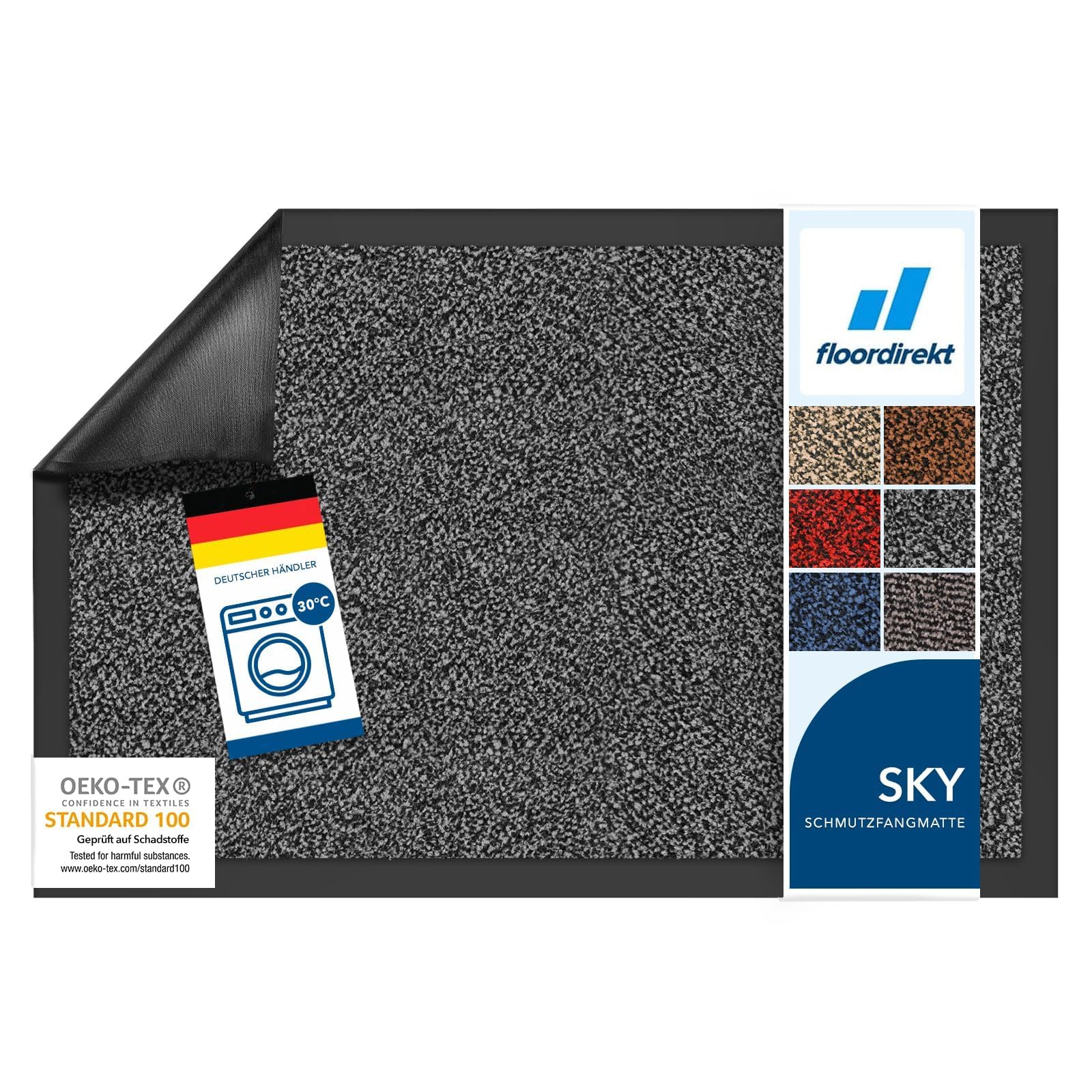 Floordirekt Schmutzfangmatte Rhine - waschbare & leistungsstarke Fußmatte - Sauberlaufmatte mit Rutschfester Rückseite - Türmatte für den Eingangsbereich (Anthrazit (meliert), 80 cm x 120 cm) Anthrazit (Meliert) 80 cm x 120 cm Angebot bei HelloDeals