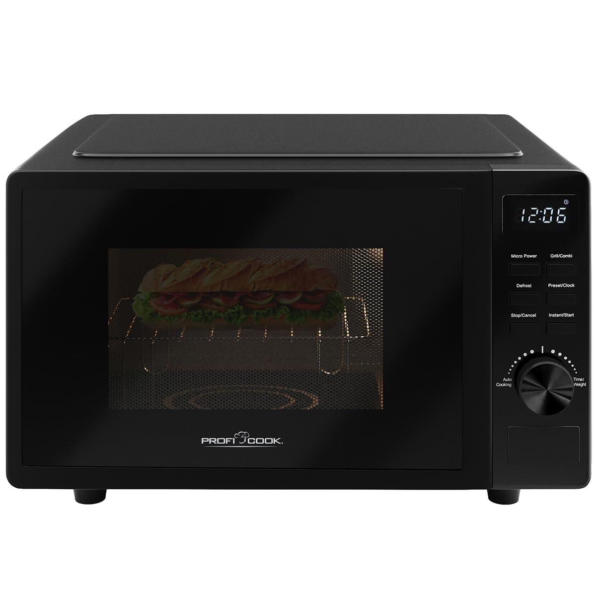 ProfiCook Mikrowelle mit Grill 20L | Mikrowelle ohne Drehteller für gleichmäßige Wärmeverteilung | Mikrowelle schwarz mit Timer und Auftaufunktion | inkl. Grillrost: 23 x 20cm,1150W | PC MWG 1278 Angebot bei HelloDeals