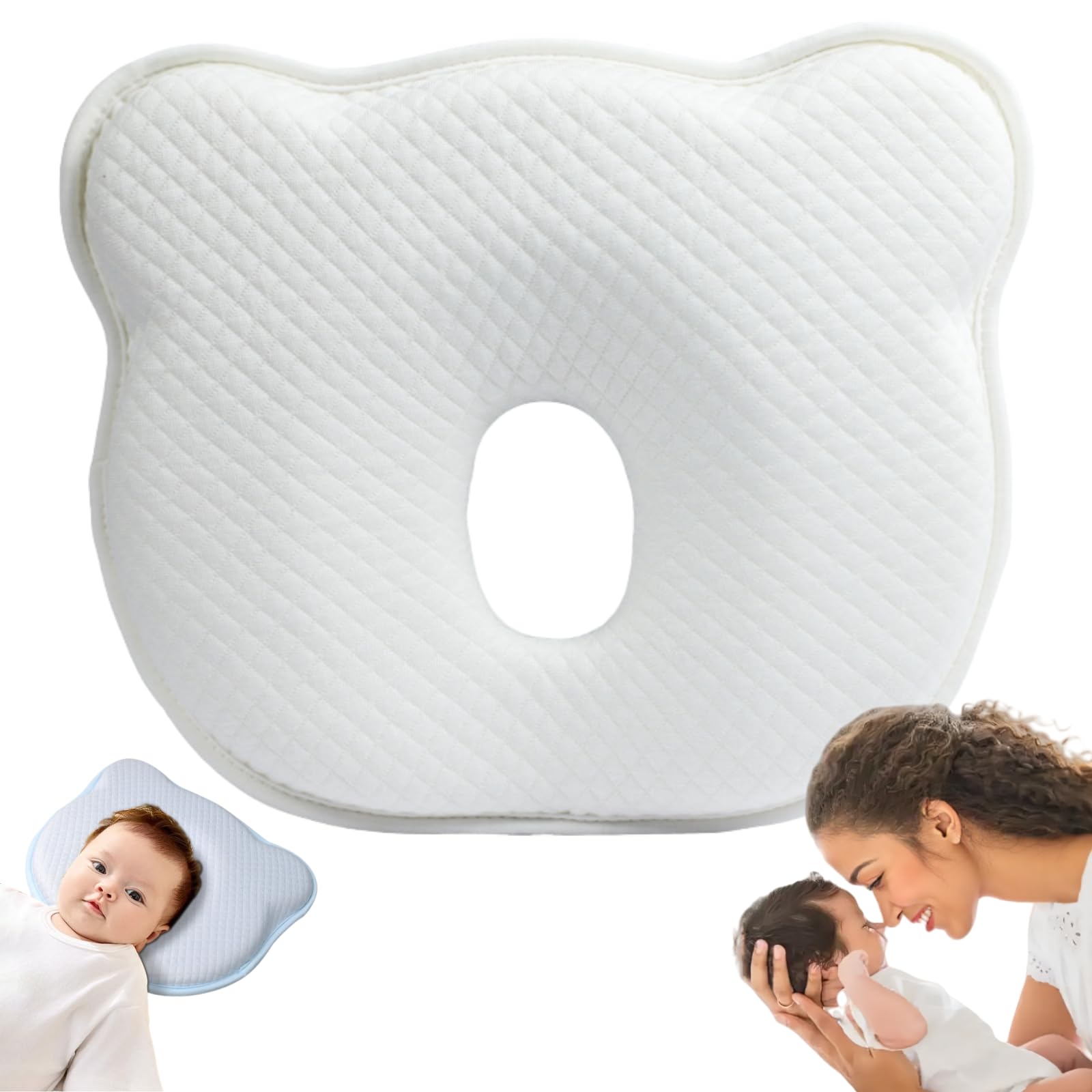Babykissen Kopfkissen Neugeborene Memory Foam Reisekissen Kinder Kissen Babykissen Gegen Plattkopf Mini Kissen für Baby Kleinkinder Nacken Lenden und Kniestütze (Weiß) Angebot bei HelloDeals