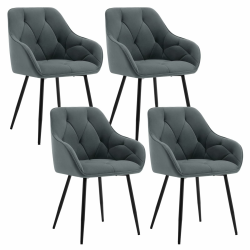 WOLTU Esszimmerstühle 4er Set, für Esszimmer Wohnzimmer, ergonomische Küchenstühle gepolstert mit Armlehnen, Metallbeinen, Sitzfläche aus Samt, Dunkelgrau Dunkelgrau 4er Set Angebot bei HelloDeals