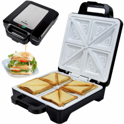 Syntrox Germany Kitchen Chef Keramik-Sandwichmaker XLC Drizle, 1.600 W, 28,7 × 28 cm Platten, Thermostat, Antihaft, Edelstahl-Dekor, vertikale Aufbewahrung, Verriegelung, 100°-Öffnung Angebot bei HelloDeals