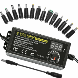 3-24V Einstellbares Netzteil - 3A 72W Universal Netzadapter - 100V-240V AC zu DC Transformator Konverter mit LED Spannungsanzeige und 14 Tipps & Polaritätskabel für Wasserpumpen, Lüfter Angebot bei HelloDeals