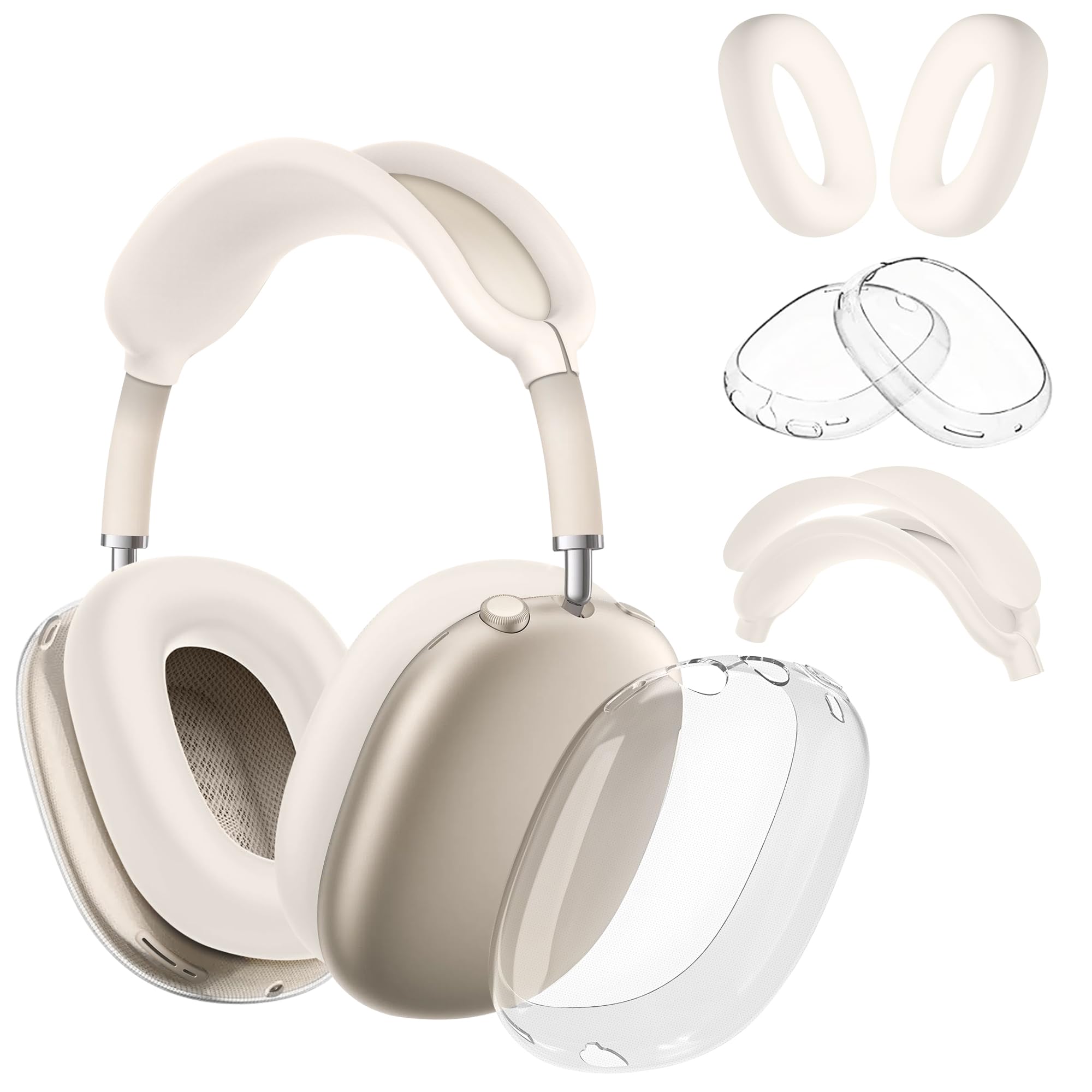 Seltureone 4 in 1 Hülle kompatibel für AirPods Max Ohrpolster, Ohrmuschel-Abdeckungs Schutz, Silikon-Kopfhörer-Schutzhülle, Zubehör für AirPod Max-Kopfhörer, Ohrpolster - Polarstern Angebot bei HelloDeals