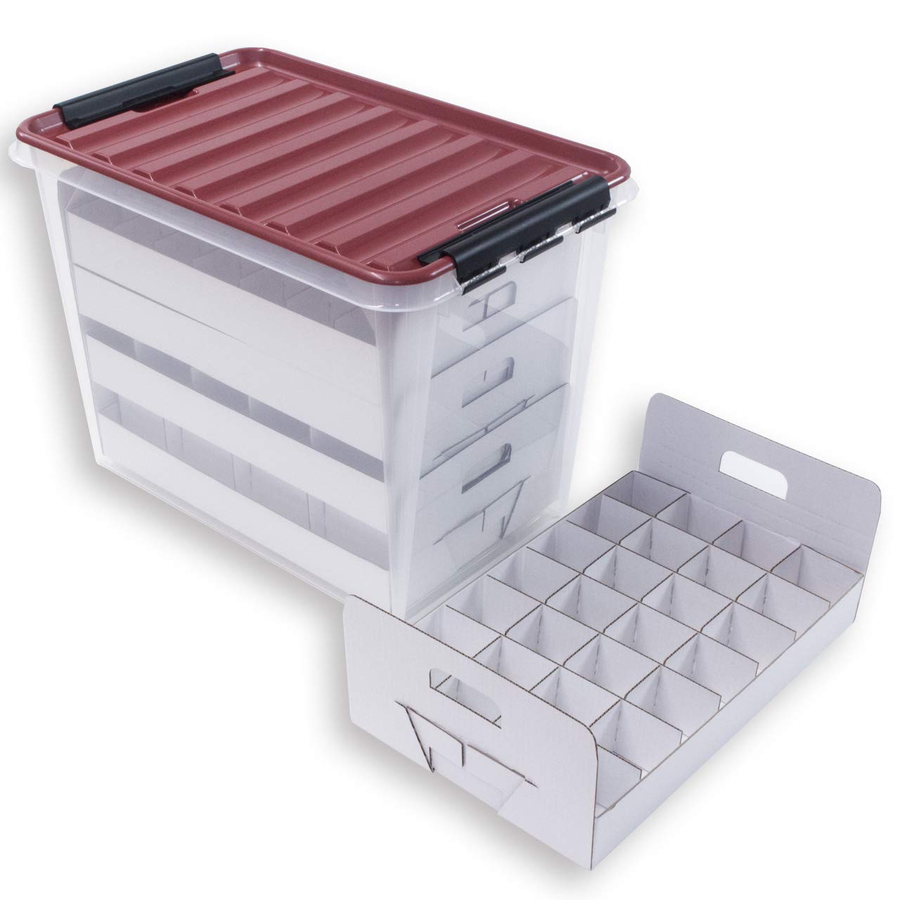 Weihnachtskugel Box mit Deckel, Christbaumkugel Box, Christbaumschmuck und Deko (61 Liter) Rot Angebot bei HelloDeals