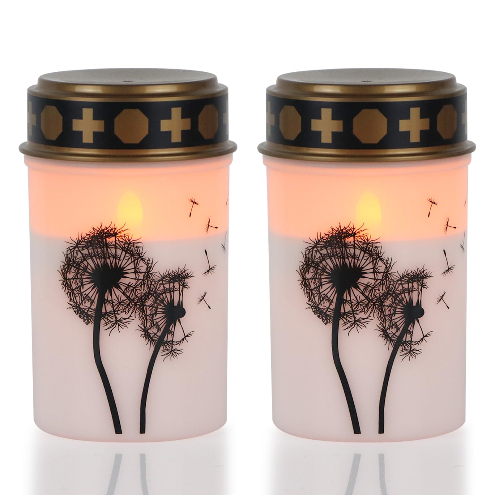 Eldnacele Weiße flackernde LED Grabkerzen mit 6-Stunden-Timer, batteriebetrieben, wasserdichte flammenlose Grabkerzen-Gedenkkerze (2er Pack) Angebot bei HelloDeals