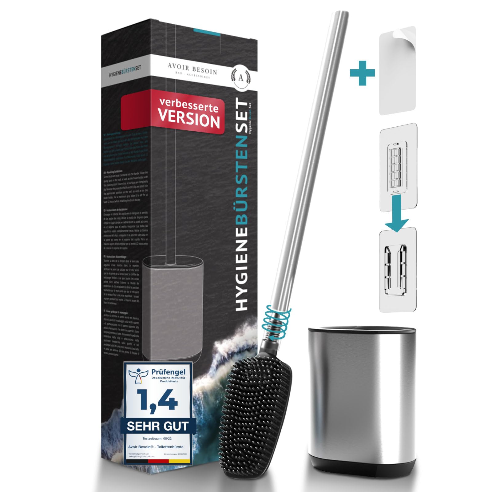 AVOIR BESOIN Klobürste Silikon Edelstahl mit Halter und langem Stiel | Toilettenbürste WC Bürste Klobürstenhalter Toilettenbürstenhalter Toilet Brush Angebot bei HelloDeals