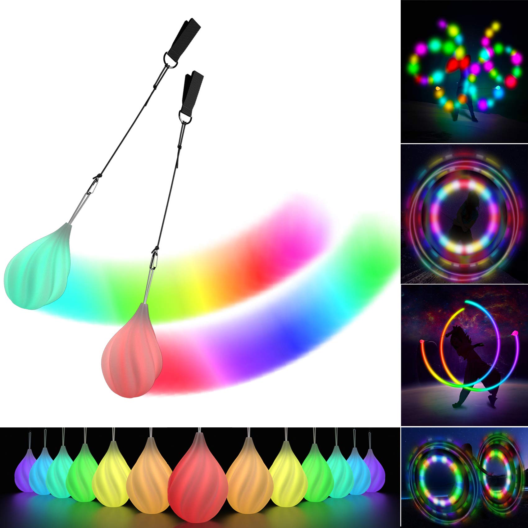 LED Poi Bälle Set für Kinder & Erwachsene - Leuchtendes Premium-Spielzeug für Anfänger & Profis | LED Pois Kinder Jonglage | Jonglierset & Lightpainting Zubehör | Feuer Poi Kugeln & Leuchtbälle 1 Angebot bei HelloDeals