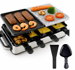 Raclette Set für 8x Personen - antihaftbeschichtet- Tischgrill inkl. Pfännchen & Schaber (Eckig) Angebot bei HelloDeals