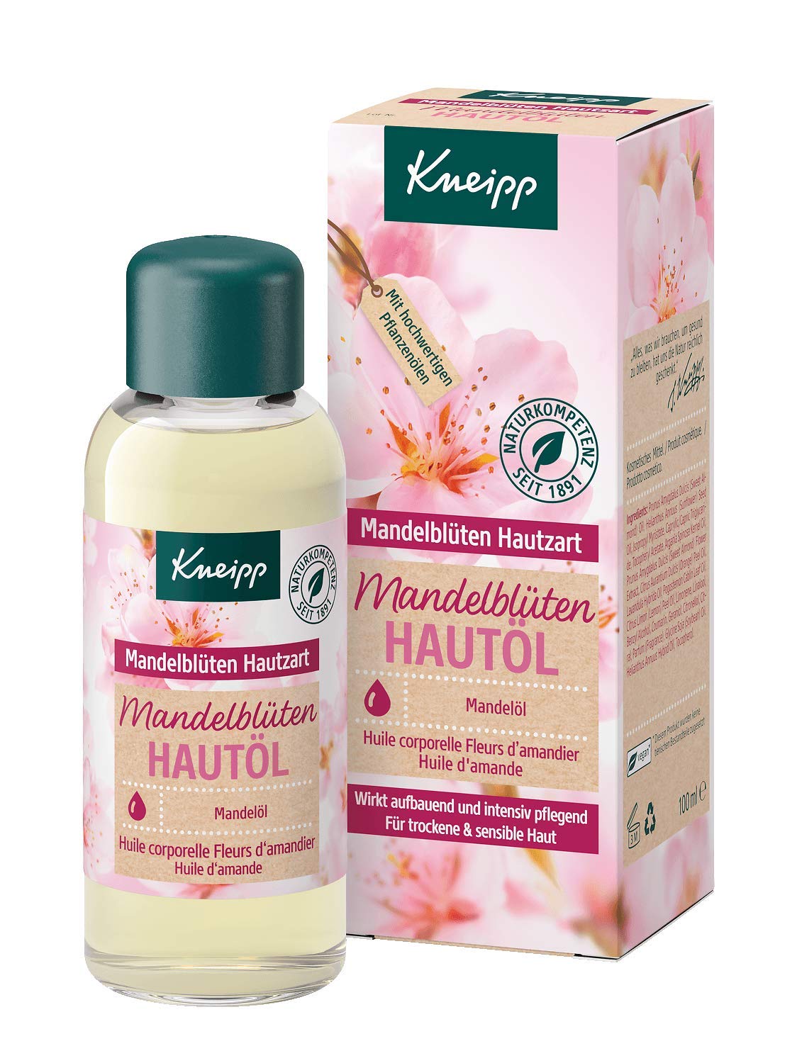 Kneipp Hautöl Mandelblüten Hautzart - hochwertiges Mandelöl mit reichhaltiger Sheabutter, Sonnenblumenöl & Vitamin E - natürlicher Pflegeöl-Komplex - für trockene & sensible Haut - 100ml 100 ml (1er Pack) Angebot bei HelloDeals