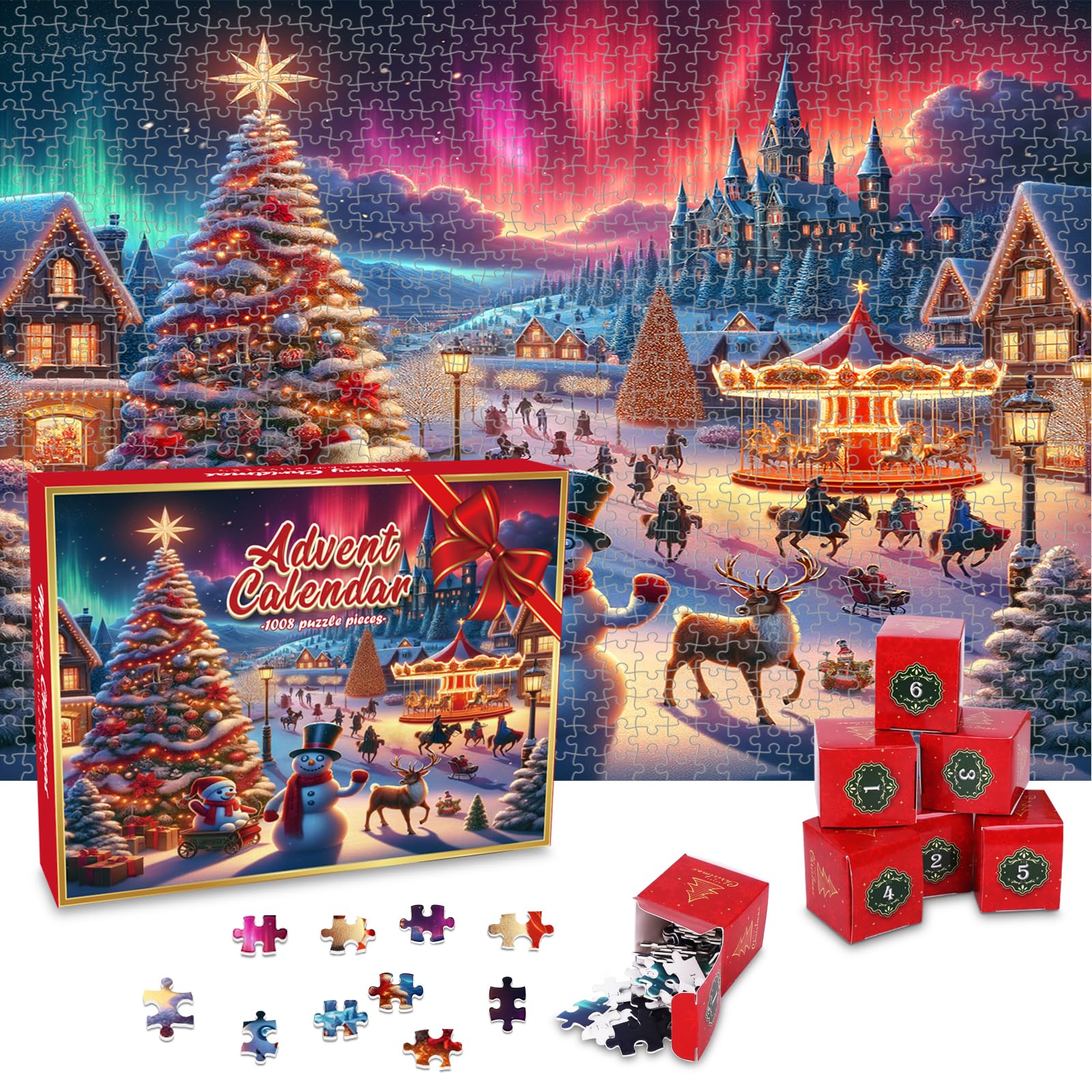 Adventskalender 2025 Schneenacht Puzzle 1008 Teile – Weihnachtsdekoration für Erwachsene (Weihnachtsbaum) Angebot bei HelloDeals