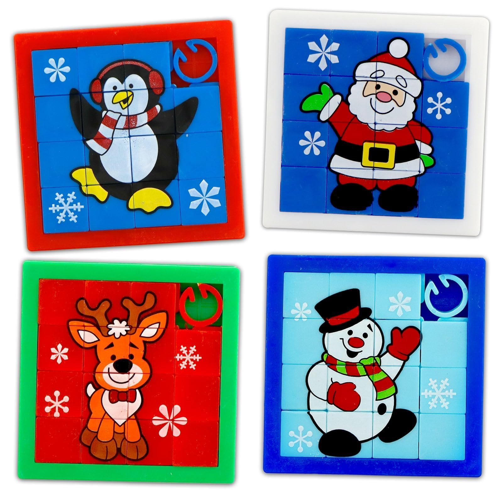 4 Stück Schiebepuzzle,Schiebe Puzzle als Kleinigkeiten für Adventskalender,Adventskalender Füllung,Motive enthält - Weihnachtsmann, Schneemann, Elch und Pinguin,Weihnachten Geschenke Angebot bei HelloDeals