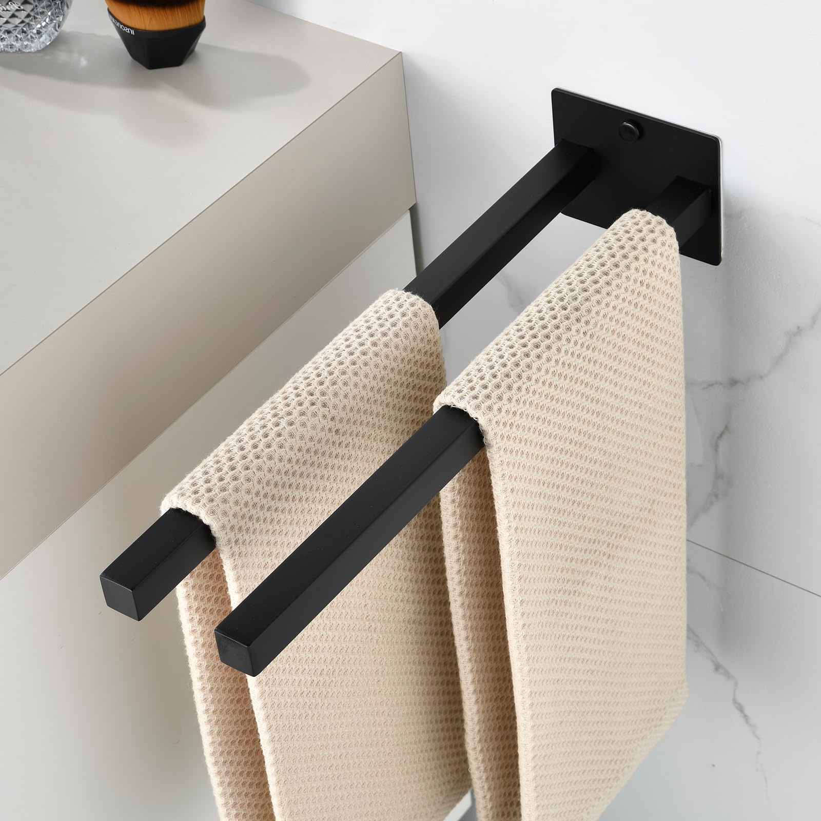 JS Handtuchhalter ohne Bohren Schwarz/mit Bohren Handtuchstange SUS304 Edelstahl Wand für Bad & Küche Badetuchhalter Badezimmer Doppelt Schwarz#01 Angebot bei HelloDeals