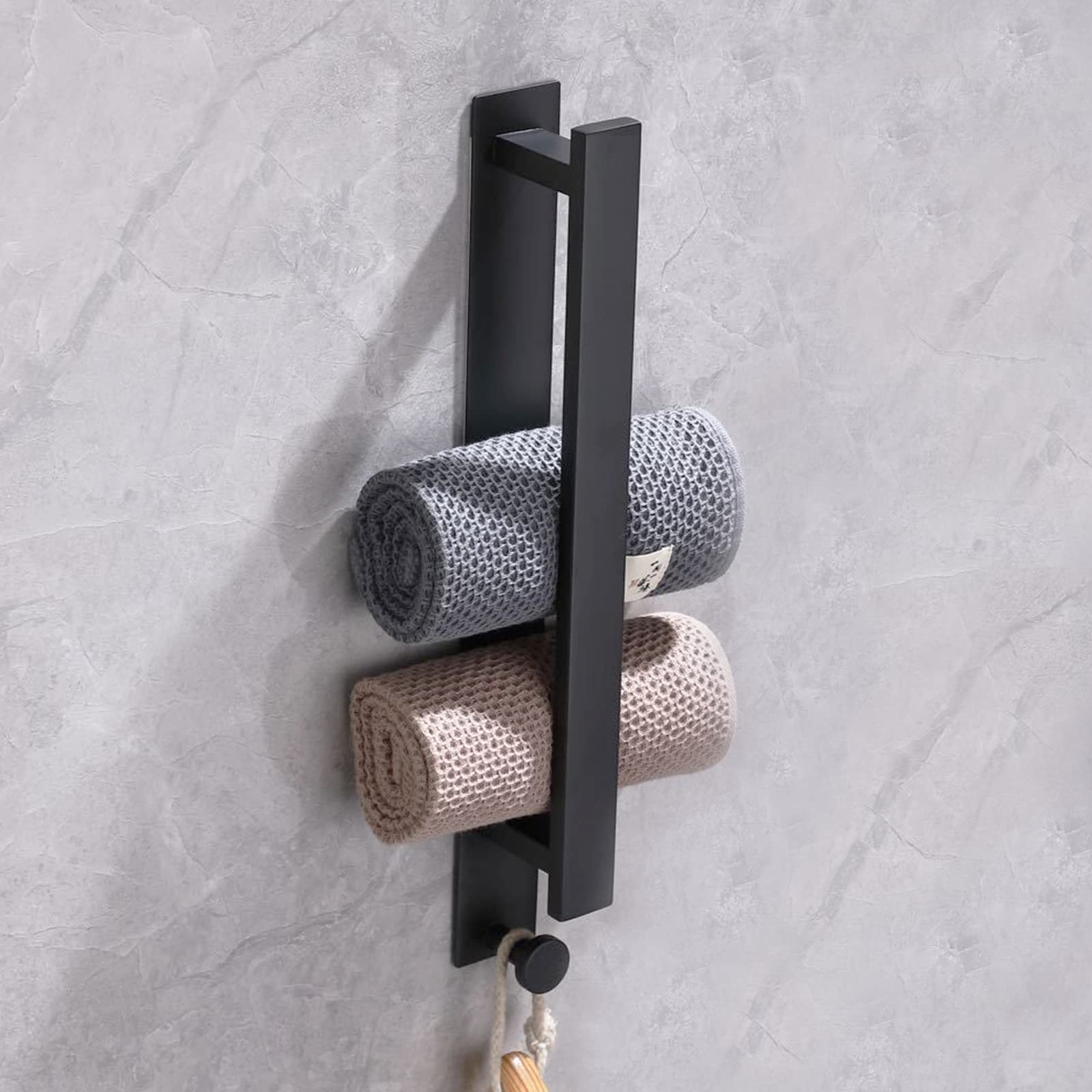 Handtuchhalter Ohne Bohren, Handtuchhalter Bad, Selbstklebende Handtuchhalter Edelstahl Handtuchstange, Gästehandtuchhalter Handtuchhalter schwarz 40cm (Schwarz) Angebot bei HelloDeals