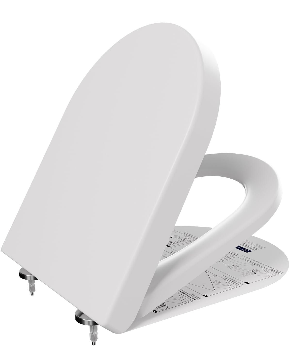 Toilettendeckel mit Absenkautomatik 46x36.5 CM, WC Sitz aus Duroplast, Klodeckel mit Antibakterielle, Toilettensitz D-Form, WC Deckel mit Quick-Release,Toilettenbrille universal, Klobrille Weiß D Form [LANG] Angebot bei HelloDeals