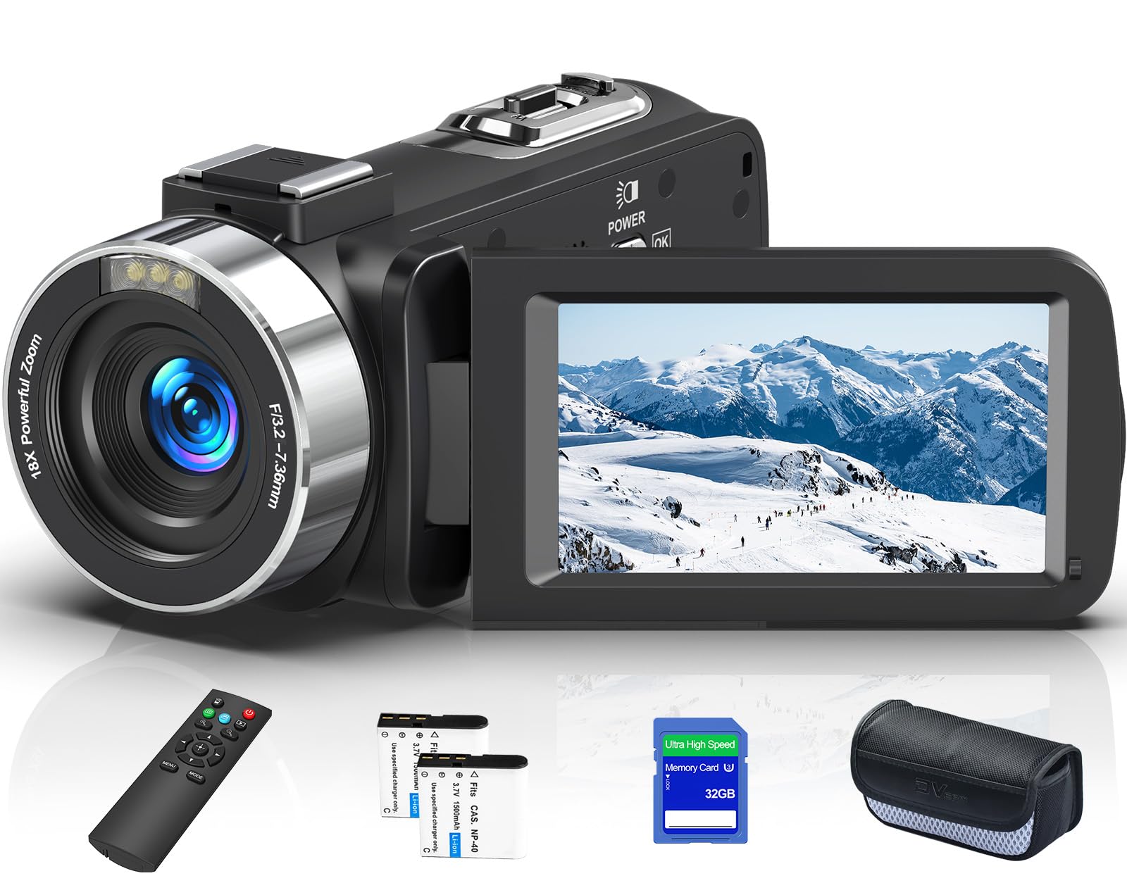 Videokamera 8K 64MP Camcorder 18X Digitalzoom IR Nachtsicht Vlogging Kamera, 3,0 Zoll UHD Touchscreen WiFi Videokamera für YouTube mit SD-Karte, 2,4G Fernbedienung und 2 Batterien DV106 Angebot bei HelloDeals