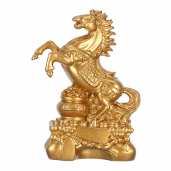 Cabilock Zodiac Horse Ornamente Pferde-Reichtum-Skulptur chinesische tierkreistierskulptur Pferd Statue Kleine Pferdefiguren Sternpferd stehend Figur Glücksbringer Harz Golden Angebot bei HelloDeals