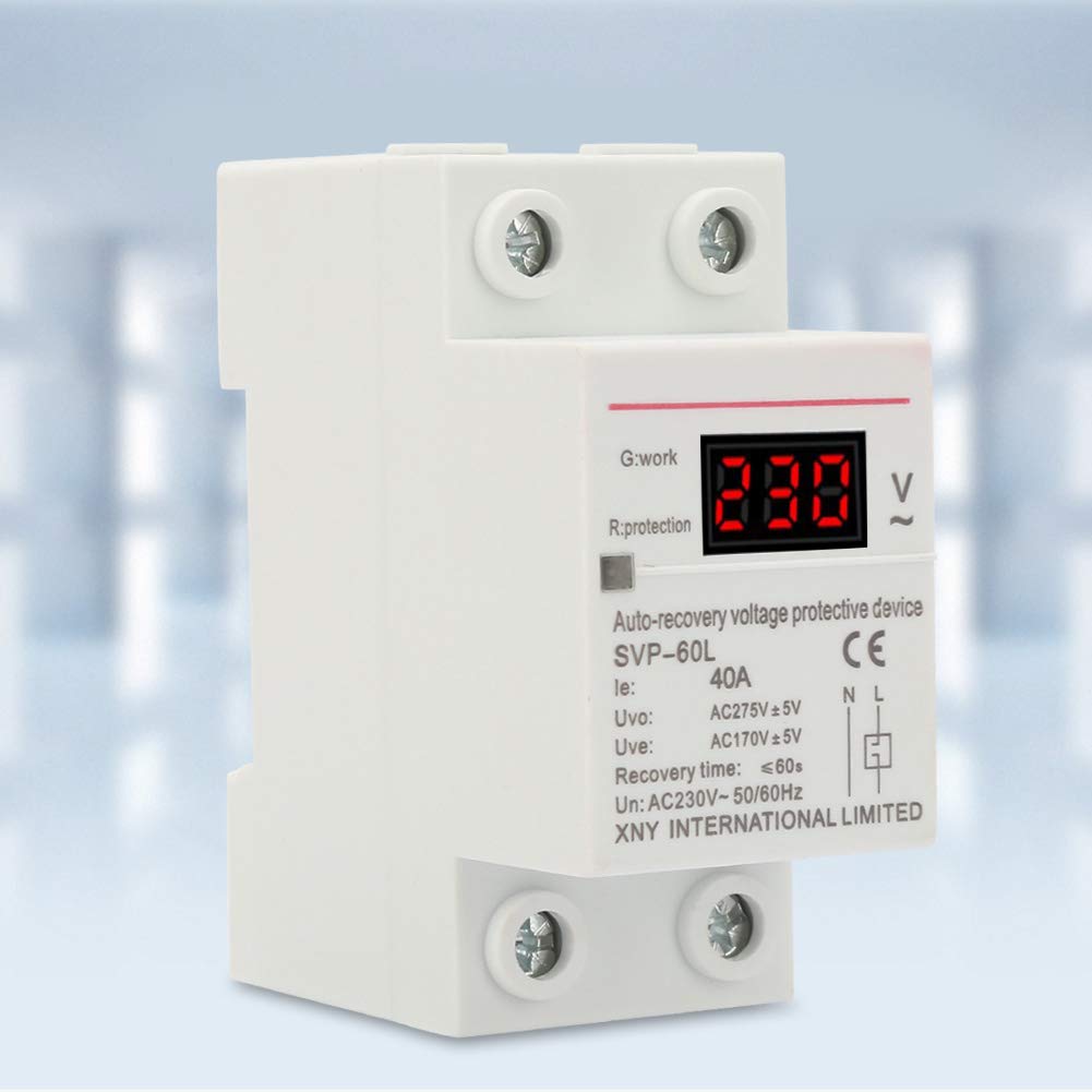 230V 40A Überspannungs- und Unterspannungsschutzgerät mit Automatischer Wiederherstellung und Spannungsanzeige Schutz für DIN-Schienenmontage Angebot bei HelloDeals