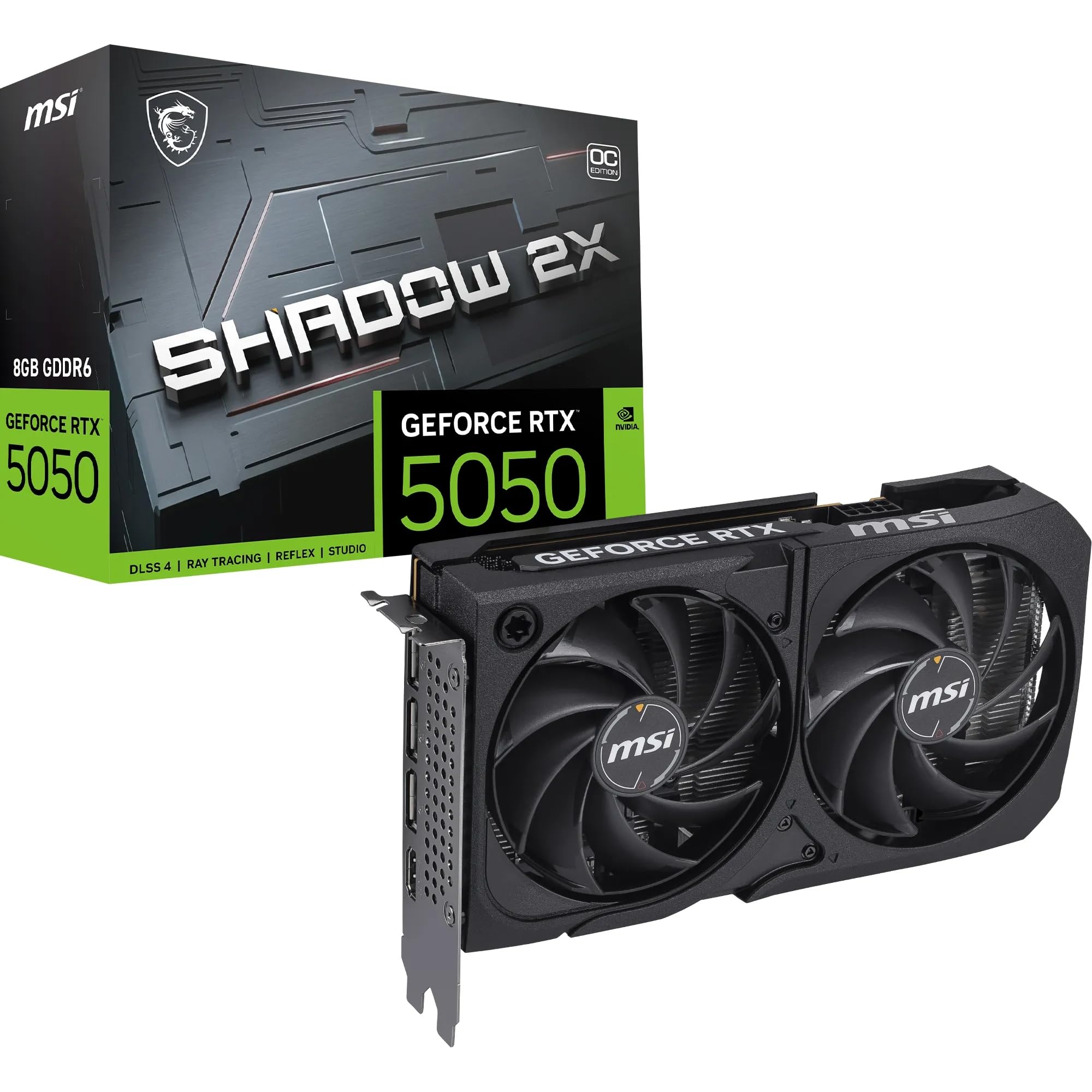 MSI GeForce RTX 5050 8G Shadow 2X OC - 8GB GDDR6 (20Gbps/128-bit), PCIe 5, Boost: 2602 Hz, HDMI 2.1b, DisplayPort 2.1b Angebot bei HelloDeals