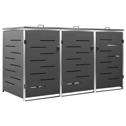 Mülleimer Mülltonnenbox, rostfreier Mülleimer, Mülleimer, Müllsäcke, Mülldeckel, Müllcontainer, Garteneimer, großes Fassungsvermögen, Edelstahl, verzinkter Stahl,Anthrazit,3er 3er Anthrazit Angebot bei HelloDeals