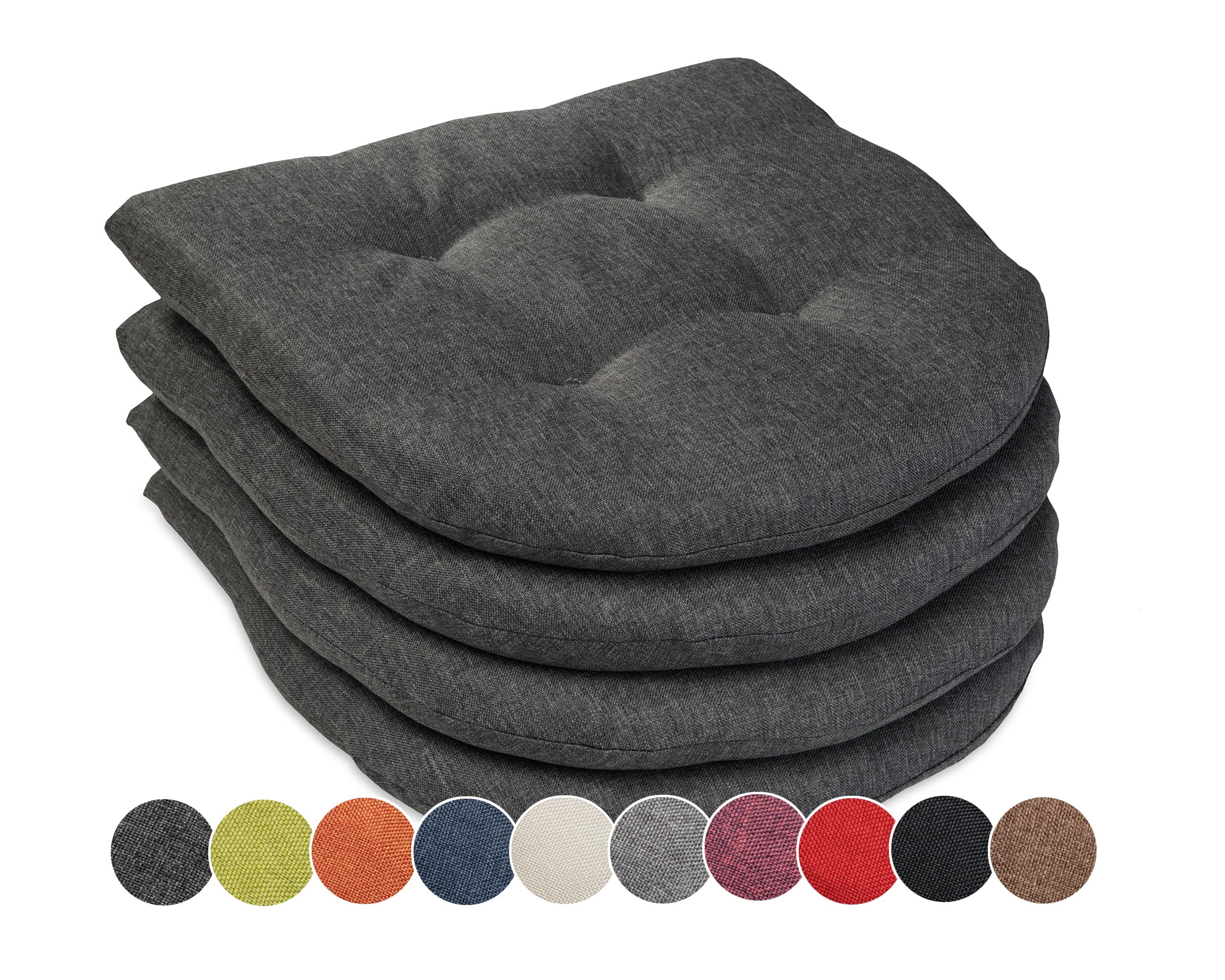 sunnypillow 4er Set Stuhlkissen 40x40 cm - Sitzkissen Stuhl 5cm dick - Sitzpolster für Stühle, Bänke in Haus und Garten - Indoor, Outdoor Auflage für Esszimmerstuhl oder Küche - Anthrazit - Made in EU Anthrazit 40 x 40 x 5 cm - 4er Set Angebot bei HelloDeals